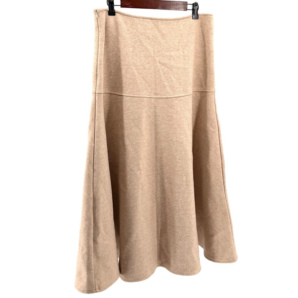 OGL Beige wool blend Midi Flared Skirt